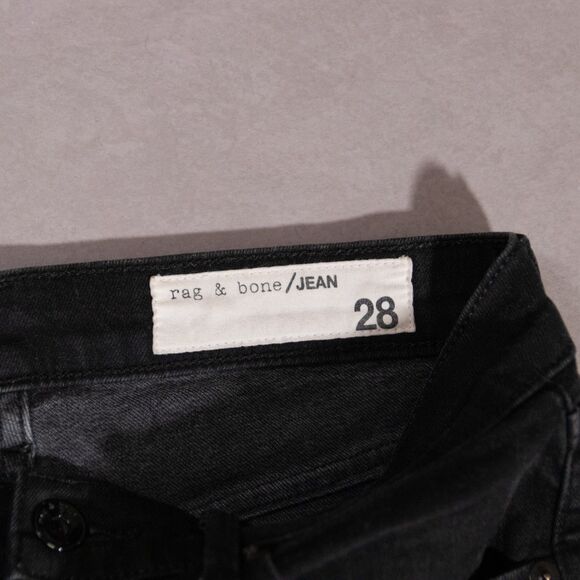 Rag & Bone Bella High-Rise Flare Bootcut Jeans Split Hem Black Denim Women's 28 - Picture 4 of 7